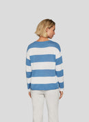Denim Love Stripe Round Neck Jumper - Light Blue