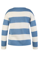 Denim Love Stripe Round Neck Jumper - Light Blue