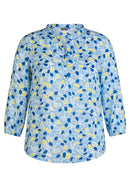 3/4 Sleeve Print Blouse - Azure