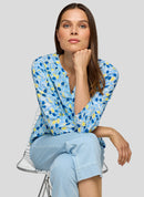 3/4 Sleeve Print Blouse - Azure