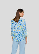 3/4 Sleeve Print Blouse - Azure