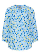 3/4 Sleeve Print Blouse - Azure