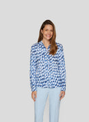 Denim Love All Over Print Blouse - Dark Jeans
