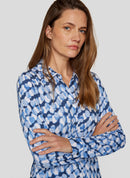 Denim Love All Over Print Blouse - Dark Jeans