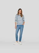 Denim Love Stripe Round Neck Jumper - Dark Jeans
