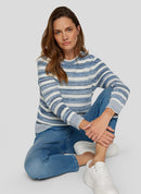 Denim Love Stripe Round Neck Jumper - Dark Jeans