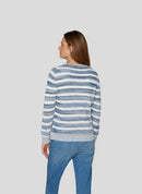 Denim Love Stripe Round Neck Jumper - Dark Jeans