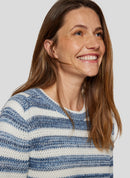 Denim Love Stripe Round Neck Jumper - Dark Jeans