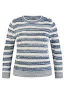 Denim Love Stripe Round Neck Jumper - Dark Jeans