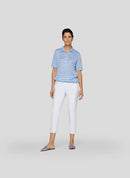 Powder Rose Striped Polo Shirt - Dark Jeans