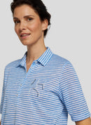 Powder Rose Striped Polo Shirt - Dark Jeans