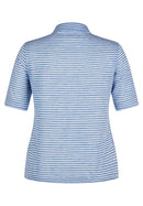 Powder Rose Striped Polo Shirt - Dark Jeans