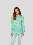 Flow Motion All Over Print Blouse - Emerald