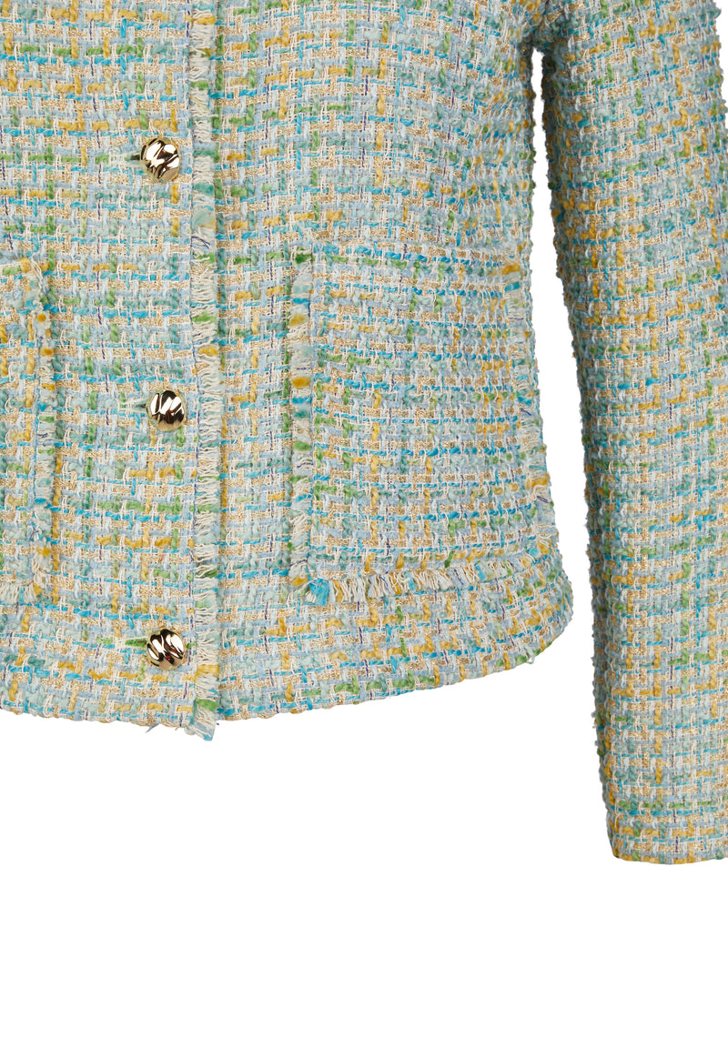 Flow Motion Button Tweed Blazer - Emerald