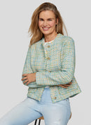 Flow Motion Button Tweed Blazer - Emerald