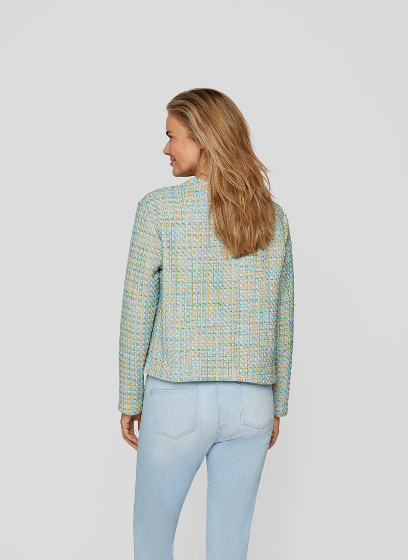 Flow Motion Button Tweed Blazer - Emerald