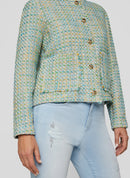 Flow Motion Button Tweed Blazer - Emerald
