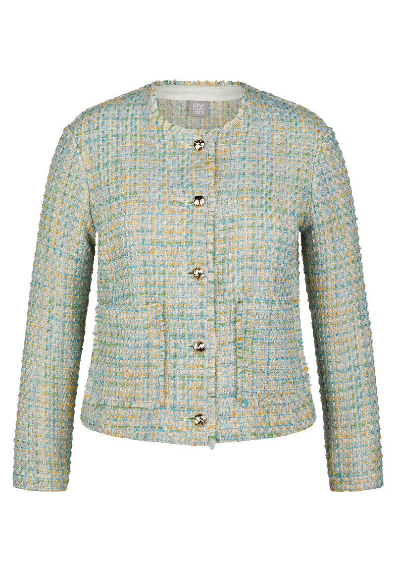 Flow Motion Button Tweed Blazer - Emerald