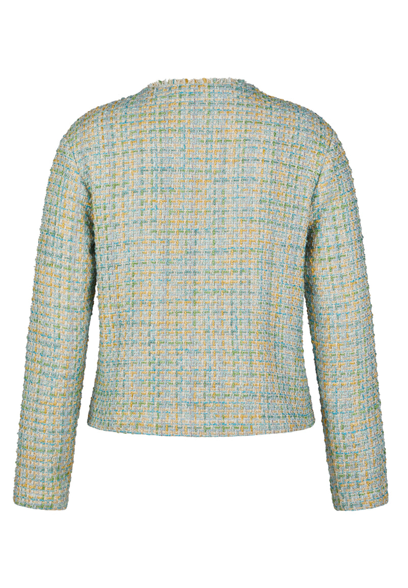 Flow Motion Button Tweed Blazer - Emerald