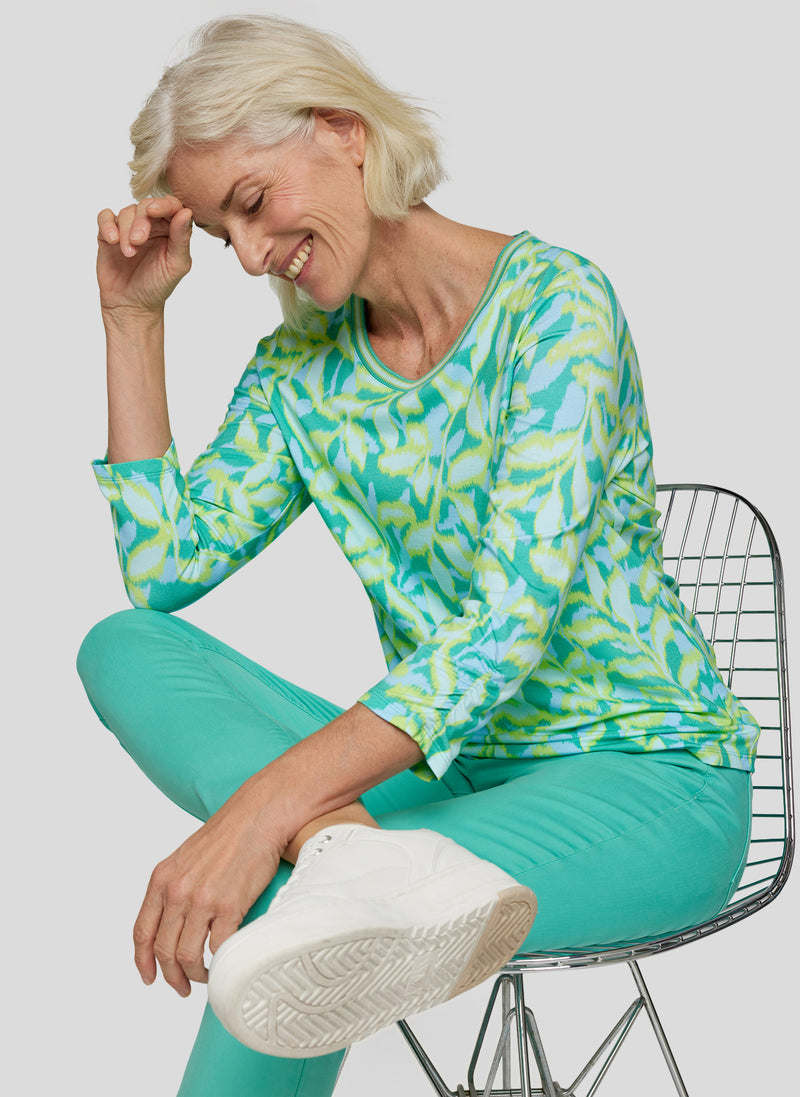 Flow Motion Print T-Shirt - Emerald