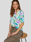 New Tropical Floral Print T-Shirt - Emerald
