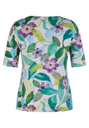 New Tropical Floral Print T-Shirt - Emerald