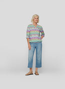 3/4 Sleeve Print Blouse - Eucalyptus