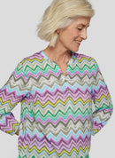 3/4 Sleeve Print Blouse - Eucalyptus