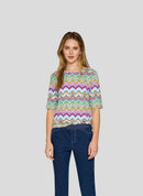 New Tropical Zig-Zag Print T-Shirt - Eucalyptus