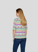 New Tropical Zig-Zag Print T-Shirt - Eucalyptus