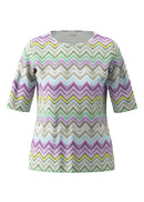 New Tropical Zig-Zag Print T-Shirt - Eucalyptus