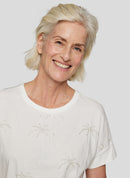 Coral Garden Palm Print T-Shirt - Natural