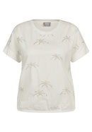 Coral Garden Palm Print T-Shirt - Natural