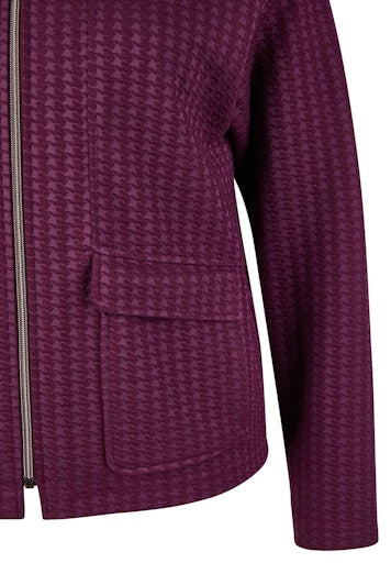 Purple Clouds Zipped Cardigan - Plum