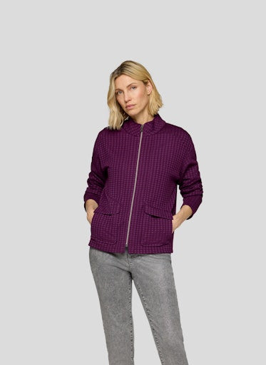 Purple Clouds Zipped Cardigan - Plum