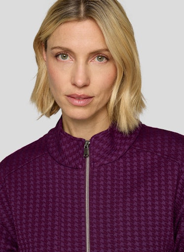 Purple Clouds Zipped Cardigan - Plum