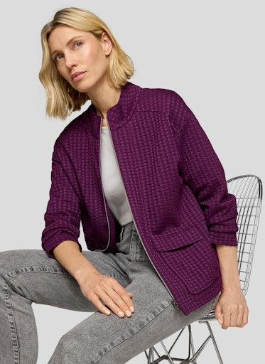 Purple Clouds Zipped Cardigan - Plum