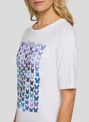 Butterfly Front Print T-Shirt - White