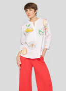 Ciao Sicilia 3/4 Sleeve Print Tee - White