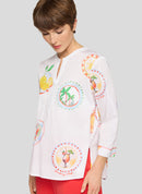 Ciao Sicilia 3/4 Sleeve Print Tee - White