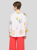 Ciao Sicilia 3/4 Sleeve Print Tee - White