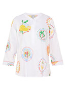 Ciao Sicilia 3/4 Sleeve Print Tee - White