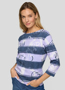 Butterfly Stripe Sweatshirt - Lilac
