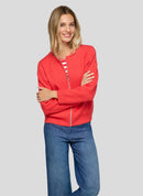 Leisure Club Zipped Cardigan - Coral