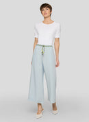 Tropic Glam Wide Leg Crop Trouser - Bleached Blue