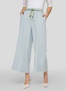 Tropic Glam Wide Leg Crop Trouser - Bleached Blue