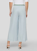 Tropic Glam Wide Leg Crop Trouser - Bleached Blue