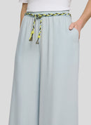 Tropic Glam Wide Leg Crop Trouser - Bleached Blue