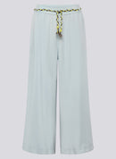 Tropic Glam Wide Leg Crop Trouser - Bleached Blue