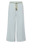 Tropic Glam Wide Leg Crop Trouser - Bleached Blue